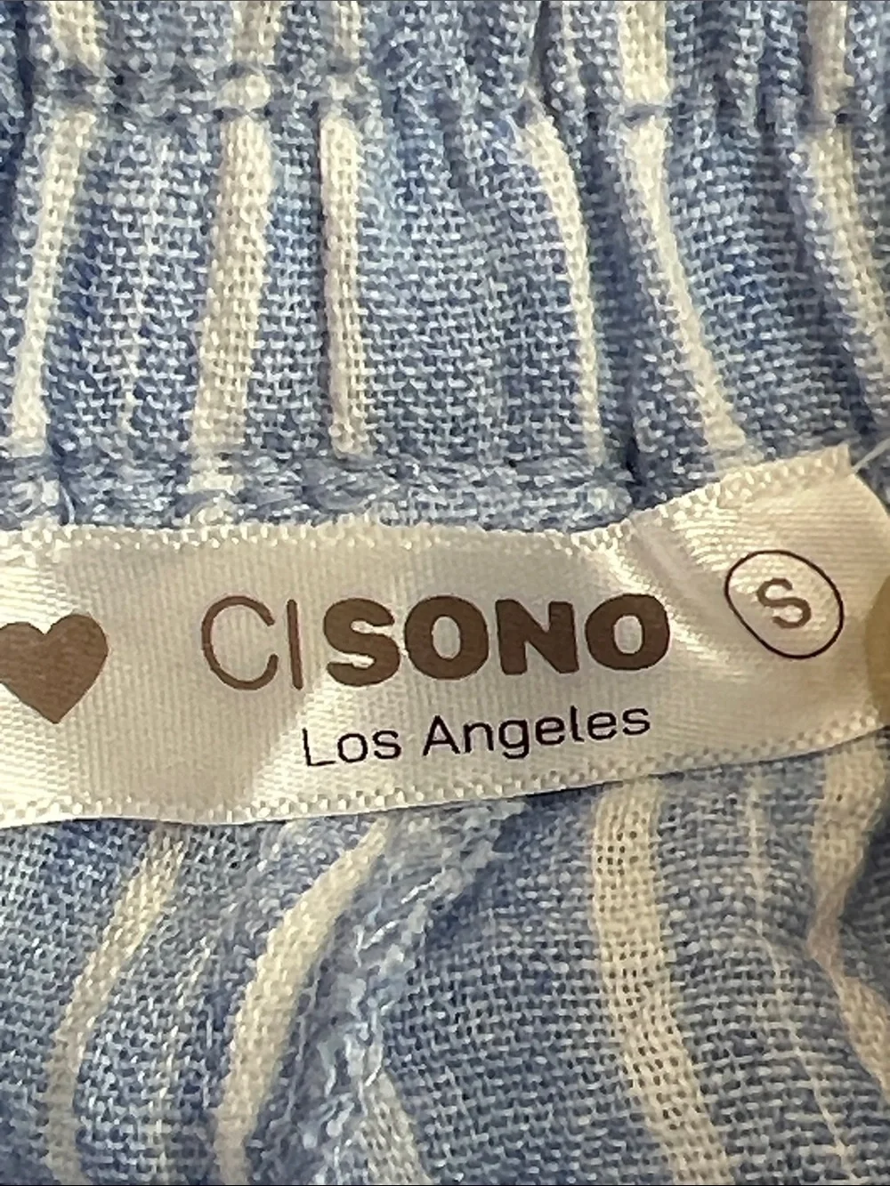 🌞 Ci Sono Light Blue & White Striped High-Waist Drawstring Shorts women S